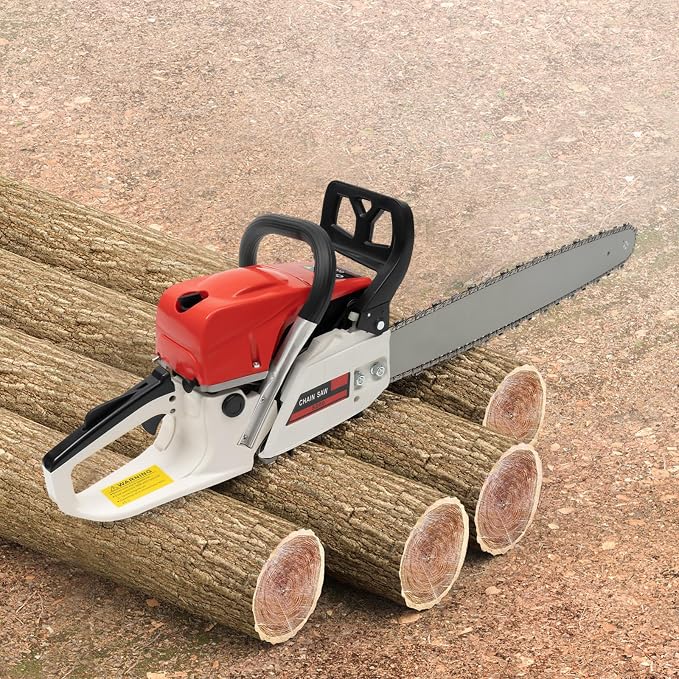 Gas Powered Chainsaw, 2-Stroke 52CC 2KW 22Inch Handheld Cordless Petrol Chain Saw Power Head Gas Powered Chainsaw Portable Gasoline Chain Saw for Garden Pruning, Forest Logging (22In 52CC 2KW)