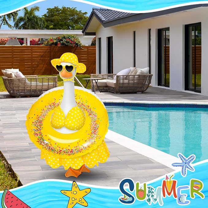 JcHrmers Summer Goose Outfit 23 Inch Porch Goose Bikini Clothes with Swimsuit Swim Ring Hat Sunglasses