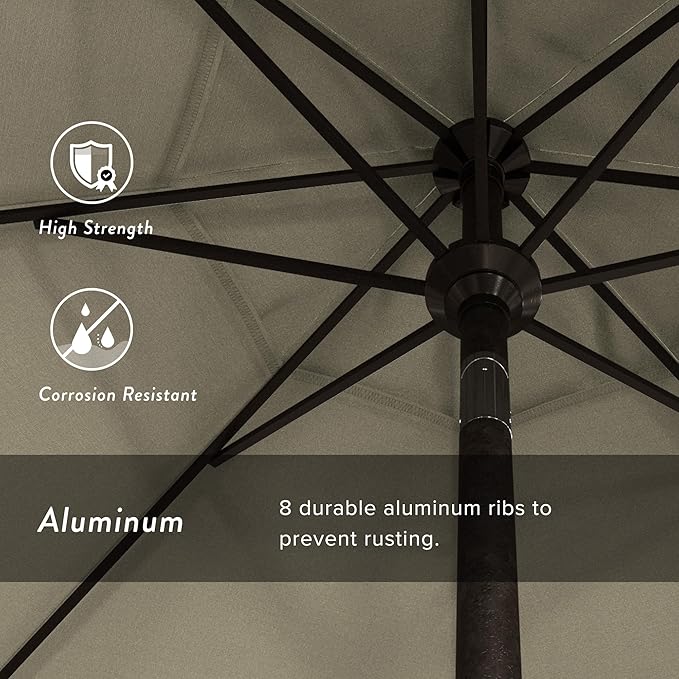 California Umbrella 7.5' Rd. Aluminum Patio Umbrella, Crank Lift, Collar Tilt, Bronze Pole