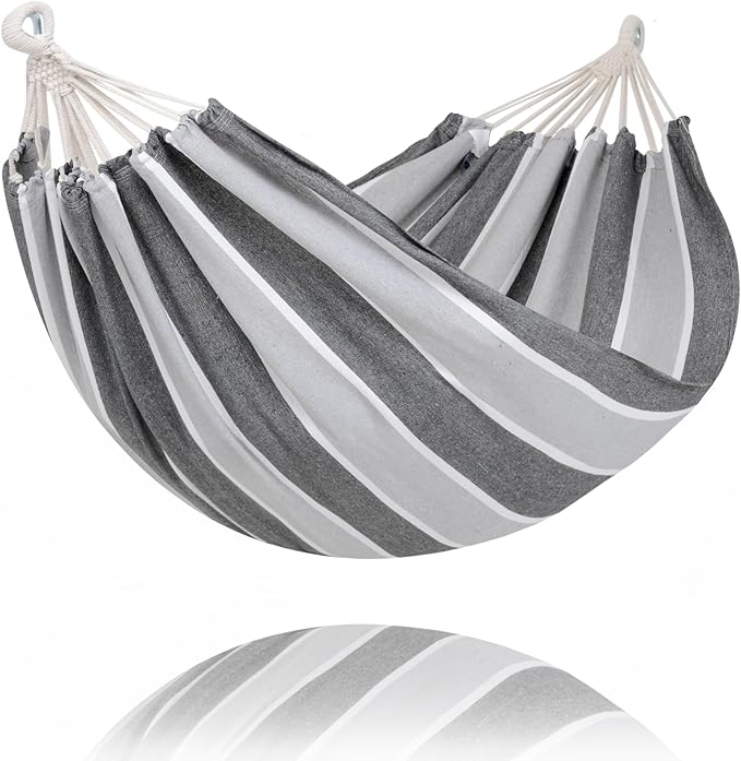 SUNCREAT Hammocks Outdoor Camping Double Hammock, Portable Camping Hammock, Light Gray & Dark Gray