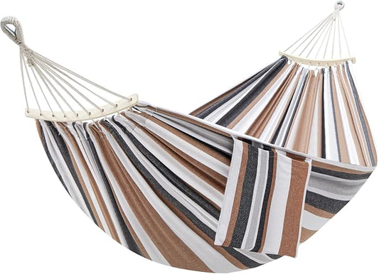 GAFETE Double Hammock for Outside with Tree Straps, Replacement for Stand（Coffee，Medium）