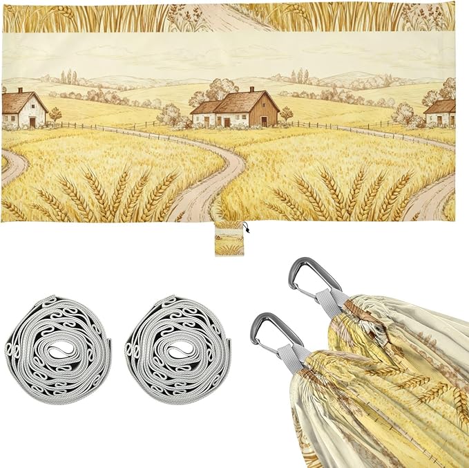 Harvest Field Scene Hammocks for Camping with Portabl Carry Bag Hanging Hammock Outside Beach Patio Garden