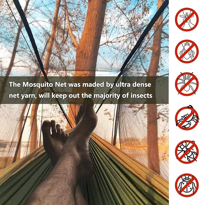 Travel Hammock with Mosquito Net, Lightweight Camping Hammock Hold Up to 200kg, Portable Outdoor Hammock for Camping Hiking Backpacking,Blue,290x140cm