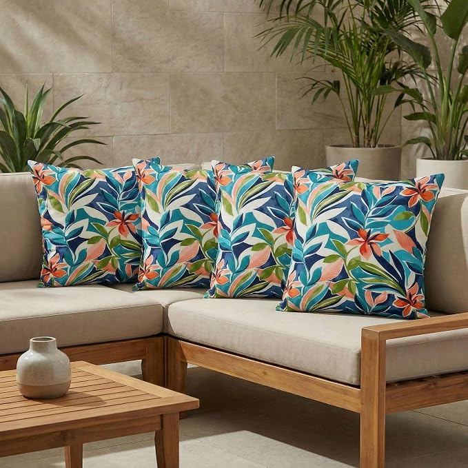 RSH DECOR Square Throw Pillows Set of 4, 24" x 24", Outdoor Pillows Waterproof, Outdoor Pillow Covers, Pillow Covers for Couch, SOMAP Multi, Made in USA