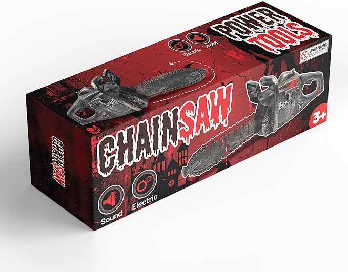 16" Bloody Rusty Electric Chainsaw - Battery Operated Chainsaw Massacre Role Play Accessory with Motion & Sound Effects for Halloween Cosplay Prop, Decorations