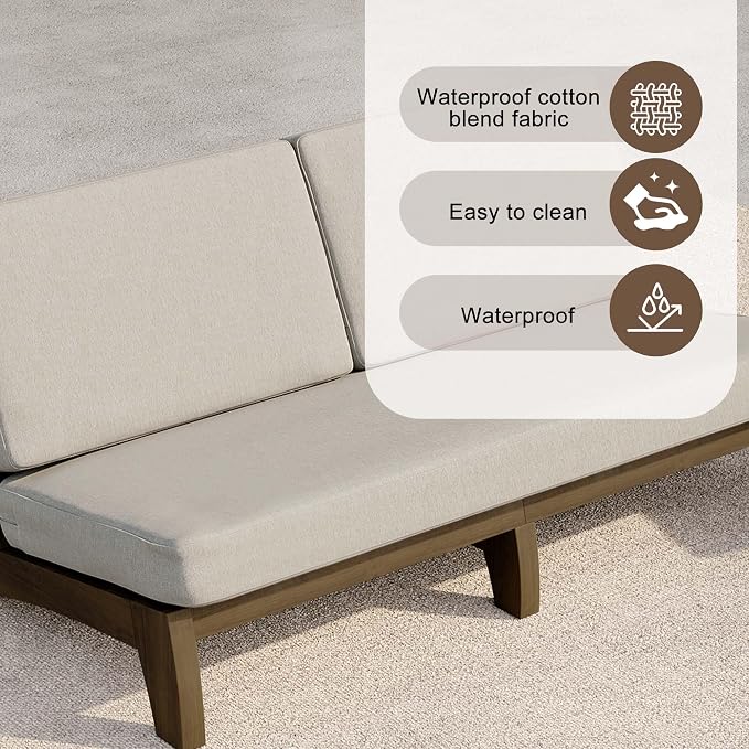 2 Pieces Patio Furniture Sets, All-Weather Outdoor Wood Bistro Set Patio Conversation Side Table Chiars and Patio Loveseat for Balcony, Backyard