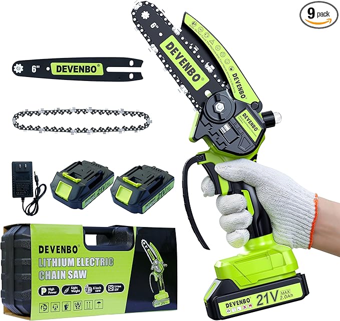 Cordless Mini Chainsaw 6 Inch, 800W Battery Powered Electric Hand Saw with 2000mAh Battery for Branch Cutting, Camping & Gardening, Gifts for Men Dad