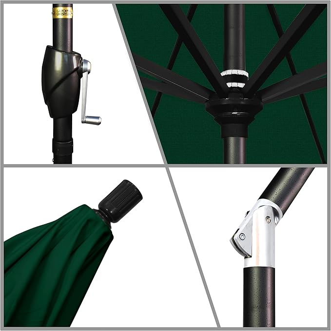 California Umbrella 7.5' Round Aluminum Market Umbrella, Crank Lift, Push Button Tilt