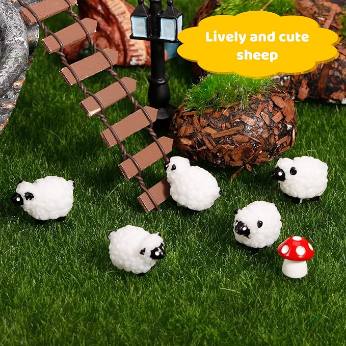 Guiqulai100pcs Mini Resin Sheep Figurines Garden Decor Ornaments（Black） | Cute Sheep In 4 Colors Perfect Indoor Outdoor Garden Landscape Potted Plant Dollhouse Decoration