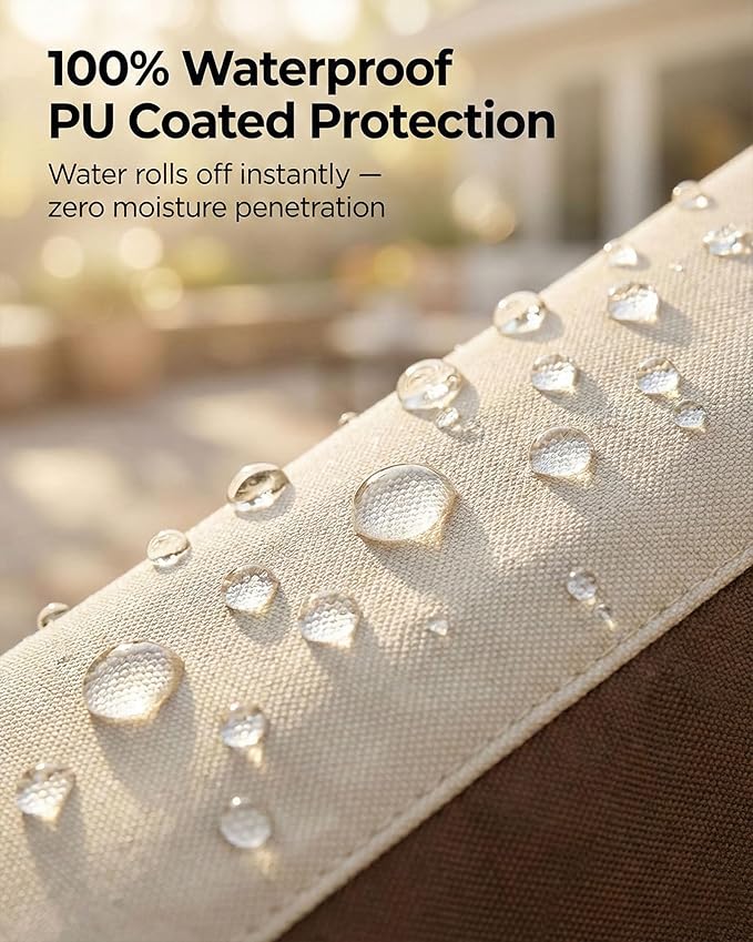 Patio Furniture Covers Set for 3-Piece Bistro Sets, Heavy-Duty 600D Waterproof Outdoor Furniture Covers for 2 Chairs&Side Table,UV Resistant, All-Season Protection for Patio,Porch Backyard,Beige&Brown