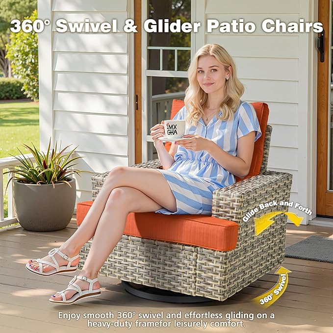15-Piece Outdoor Sectional Sofa Set w/ 54" Fire Pit – L-Shaped Wicker Patio Furniture, Deep Seating & Swivel Rockers, Red