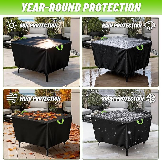 38 Inch Outdoor Table Cover, Square Patio Table Cover, 600D Oxford Heavy Duty Waterproof Furniture Protector for Small Table and Chair Sets, 38"L x 38"W x 28"H