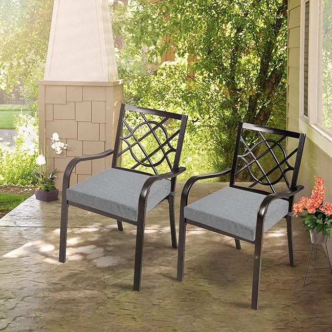 FUNHOME Patio Cushion Covers 22 x 20 x 4 Inch, No Insert! 2 Pack Water Repellent Outdoor Chair Seat Cushion Slip Covers with Zipper and Tie, Replacement Cover Only(Grey)