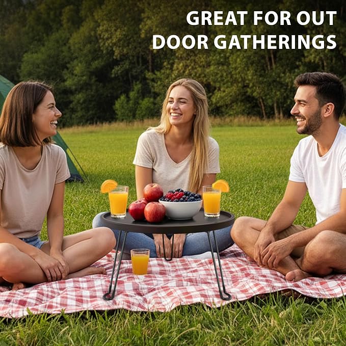 17.7 in Outdoor Round Side Table, Small Patio Table, Japanese Tatami Table, Foldable and Portable to Save Space, Suitable for Home Garden, Indoor and Outdoor Use