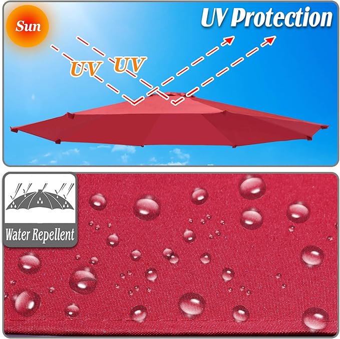 Replacement Patio Umbrella Canopy Cover for 13ft 8 Ribs Umbrella Taupe (Canopy ONLY)-Burgundy