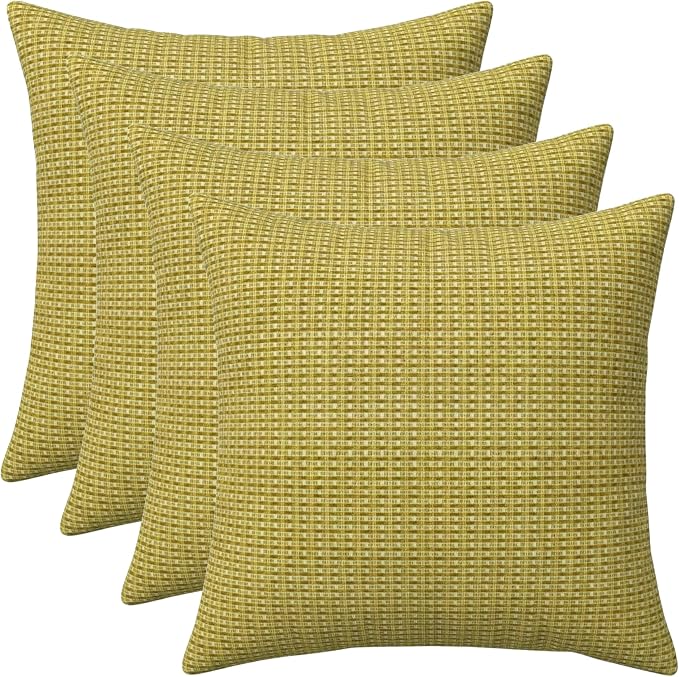 RSH DECOR Square Throw Pillows Set of 4, 17" x 17", Outdoor Pillows Waterproof, Outdoor Pillow Covers, Pillow Covers for Couch, Future Patina, Made in USA