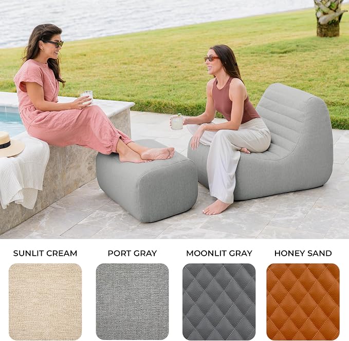 Big Joe Solvana Lounge Chair, Outdoor Performance Linen Weather-Resistant Fabric, Link Chair, Port Gray