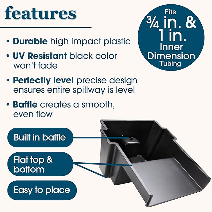 smartpond Waterfall Spillway, 8 inch Wide Weir, Waterfall Box, Smooth Flow, Durable Construction, Easy to Install, Great for Waterfalls, Pondless Water Features and Streams