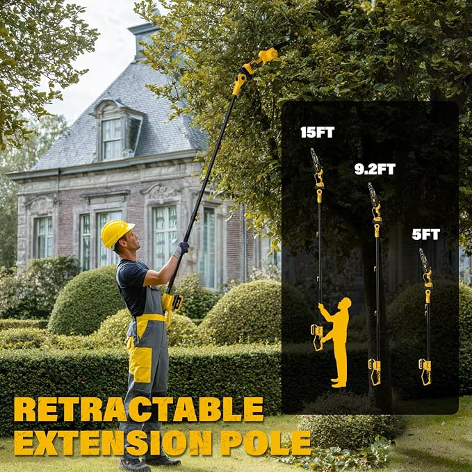 ZEGJAW 2-IN-1 Cordless Pole Saw & 8 Inch Mini Chainsaw, with 2 Pack 3.0Ah Battery and Charger, Electric Pole Saw for Tree Trimming with Adjustable Extension Pole