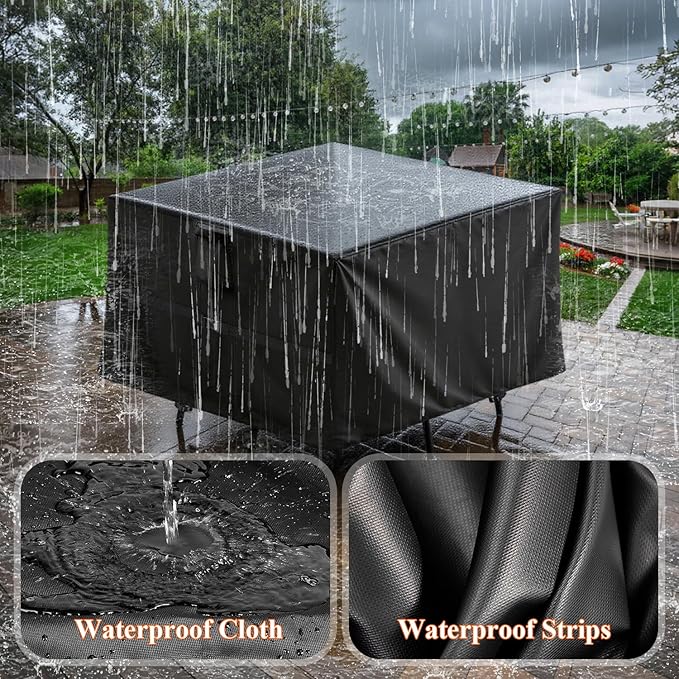 Outdoor Square Table Cover 136Inch,Waterproof Patio Square Furniture Covers,Heavy Duty Outside Squares Furniture Cover - 136 x 136 x 28 Inch