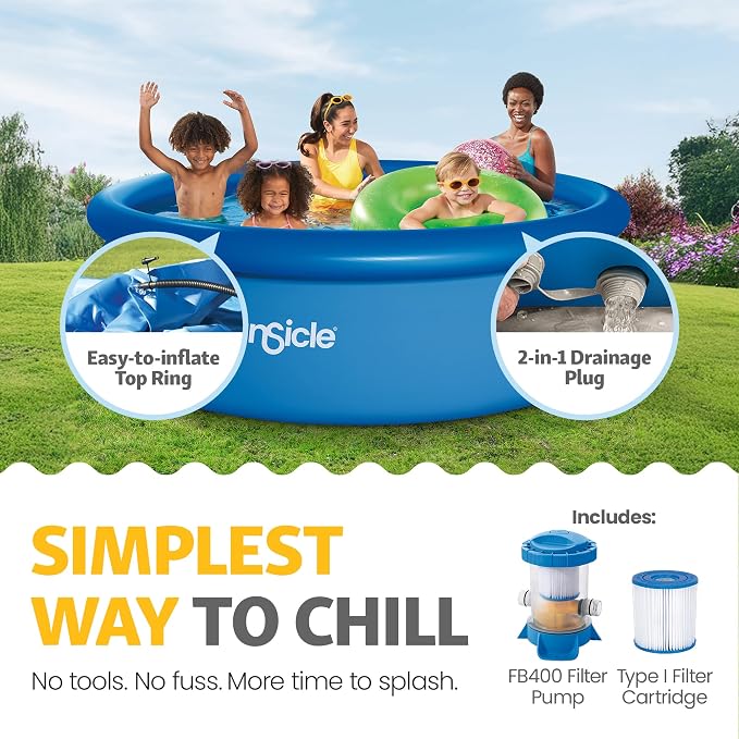 Funsicle Quickset 10' x 30" Round Above Ground Swimming Pool, with FiltraBoost 400 GPH Filter Pump, Type I Filter Cartridge & Repair Patch