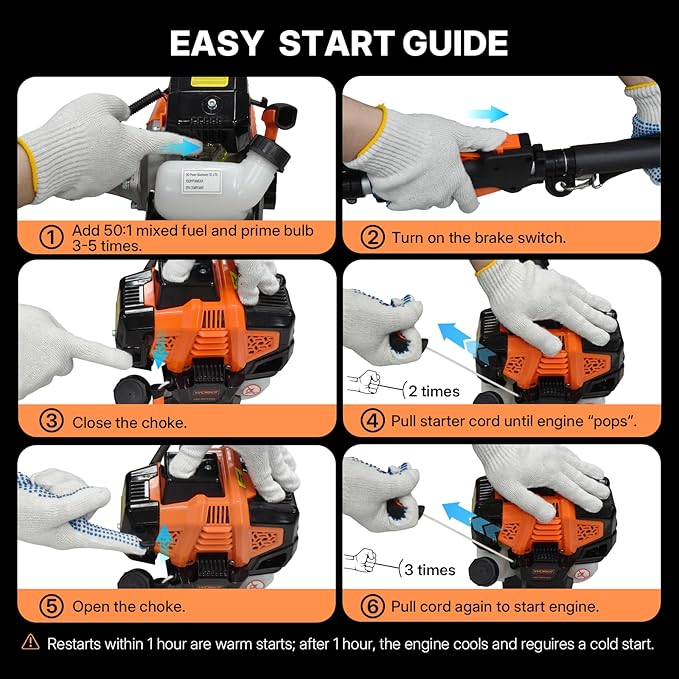 WORKIT 25.4CC Gas String Trimmer 3 in 1 Weed Wacker Commercial Grade 2-Cycle Gas Weed Eater with 17" String Trimmer, Edger & Heavy Duty Brush Cutter - Includes 40T/3T Blades & Shoulder Strap