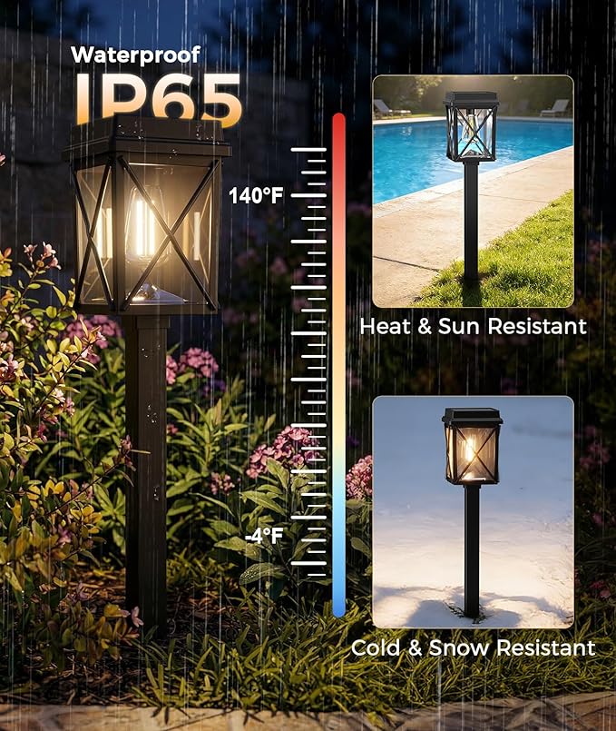 XMCOSY+ 12 Pack Solar Pathway Lights, 50LM Bright Garden Lights Solar Powered, Long Lasting Outdoor Solar Lights for Yard Backyard Driveway Walkway Landscape Path (Warm/Cool White)