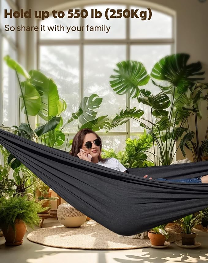 ANYOO Cotton Hammocks Heavy Duty Portable Hammock with Tree Straps Easy Setup Indoor/Outdoor Hanging Bed 550lb Capacity Perfect for Backyard Camping Travel