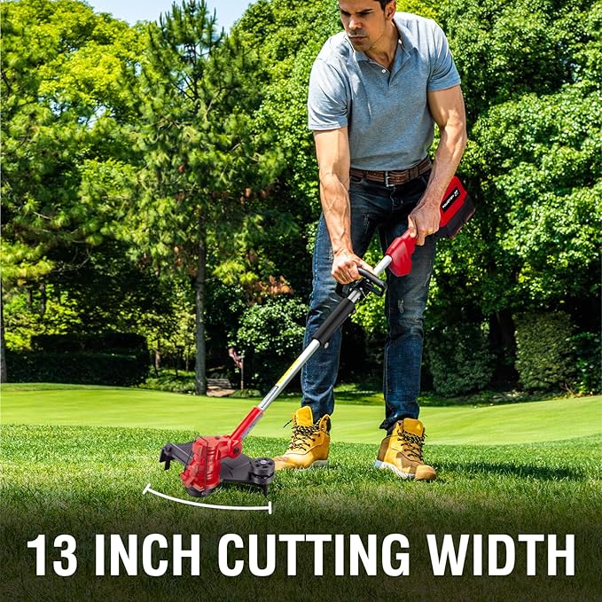 PowerSmart 40V 13" Cordless String Trimmer and Edger, 2-in-1 Electric Weed Weed Wacker, Battery and Charger Not Included