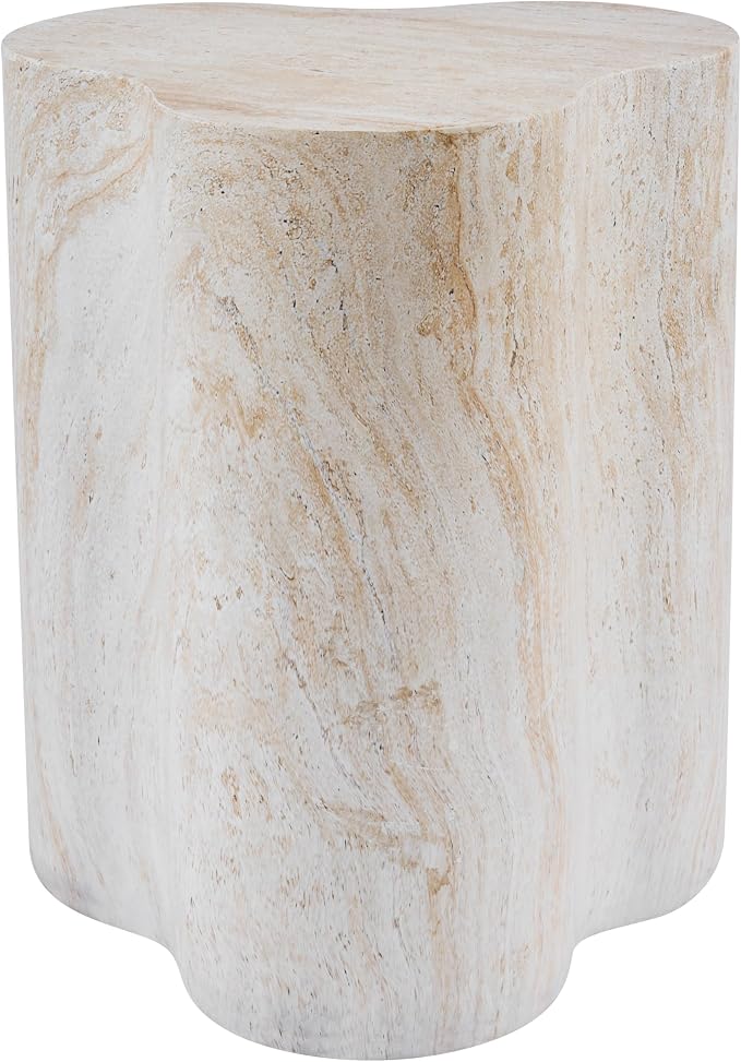Christopher Knight Home Yayce 18.11" H Indoor Outdoor Accent Side Table, Patio Decorative End Table, Cloud-Shaped Lightweight Concrete Garden Stool for Patio Balcony & Garden Decor, Light Beige