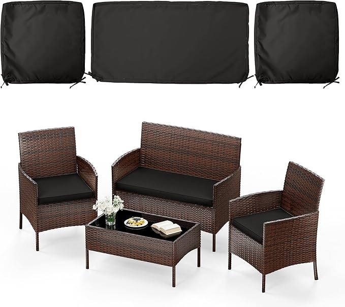 3 Pack of Outdoor Seat Cushion Replacement Set Suitable for 4 Pieces of Wicker Rattan Furniture Terrace Guest Set Sofa Chair (36x18x2, 18x18x2), Only Cover
