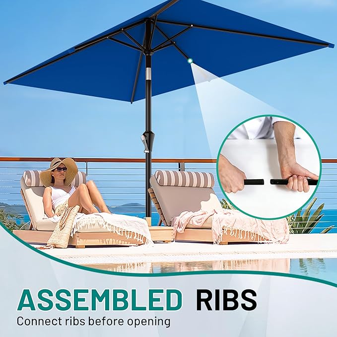 AreShark 6.5' x 10' Rectangular Patio Umbrellas for Outdoor, Outdoor Table Umbrella, Large Outdoor Patio Umbrellas with 6 Sturdy Ribs for Pool, Garden, Deck & Market (Royal Blue)
