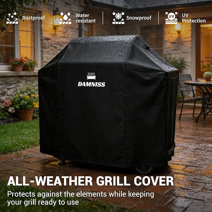 DAMNISS Electric Wood Pellet Smoker Grill 8 In 1 BBQ Grills for Outdoor Grill with Auto Feed & PID Temperature Control (180-450°F) and Rain Cover 456 Sq.In Cook Area for Backyard New House Gifts