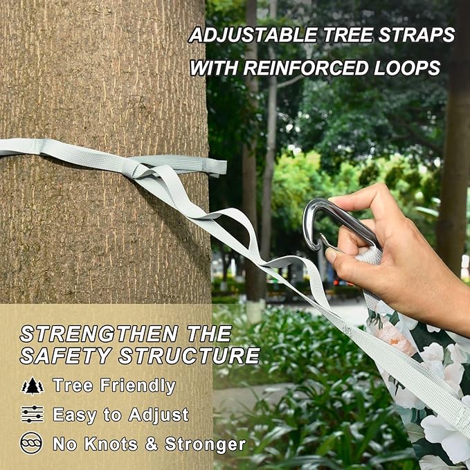 Camping Hammock Outdoor Hammocks for Outside White Camellia Flower Beach Trees Portable Lightweight with Pockets Tree Straps Indoor
