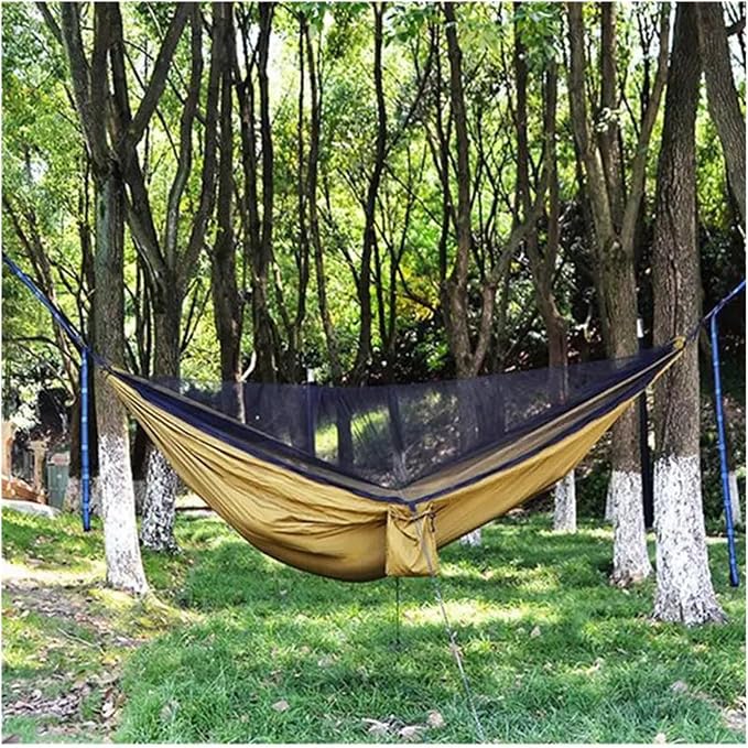 Hammocks, 2Pcs Hammock with Net Sleeping Netting for Travel Foldable Hammock with Fly Mesh for Outdoor Backpacking Backyard Hiking,for Outside(Dark Khaki)
