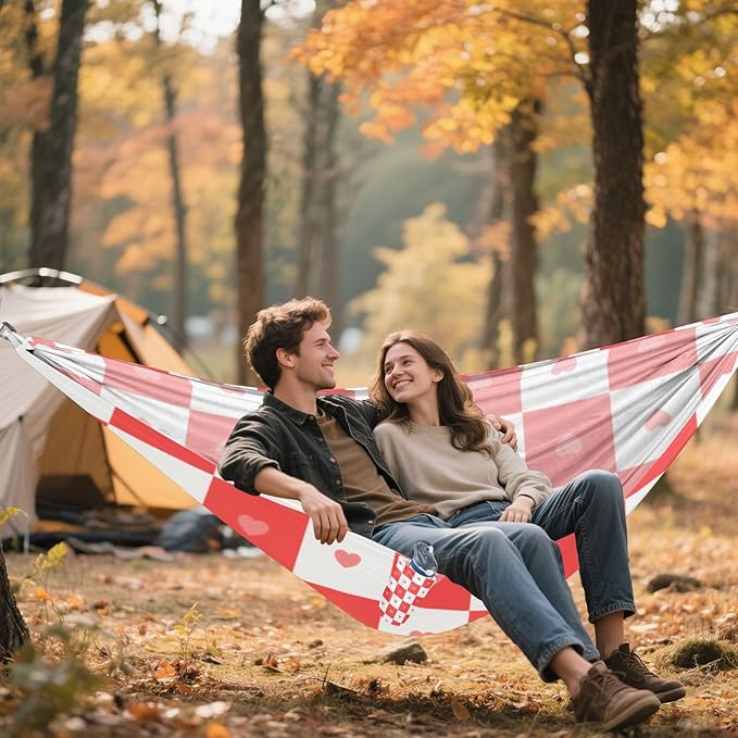 Buffalo Plaid Check Love red 330lb Capacity Hammocks with Hanging Rope Indoor Hammock for Outside Beach Patio Garden soporte para hamacas para adultos