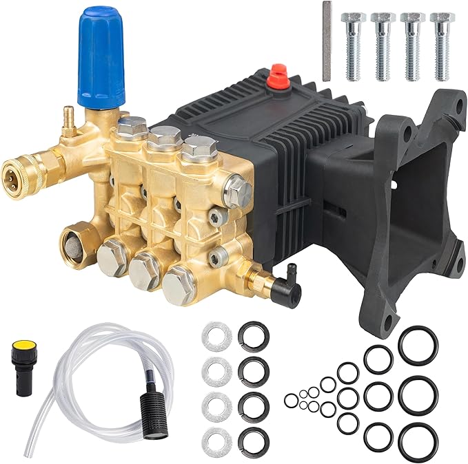 Hourleey Pressure Washer Pump, 4400PSI 4GPM 1" Shaft Horizontal Triplex Plunger Power Washer Pump, Replacement Pressure Pump Kit, Compatible with Simpson MorFlex Models 40224, 40225, 40226