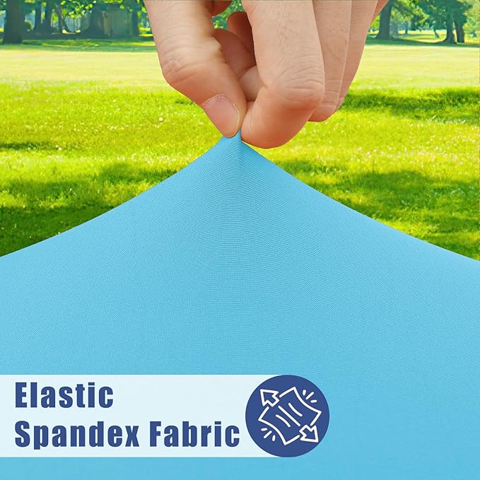 Moosfor Spandex 8 Foot Rectangle Table Cloth 2 Pack, Elastic Fitted Tablecloths for Picnic, Stretch Washable Patio Table Cover for Outdoor, Camping, Banquet and Parties (Blue Mist, 30"x96")