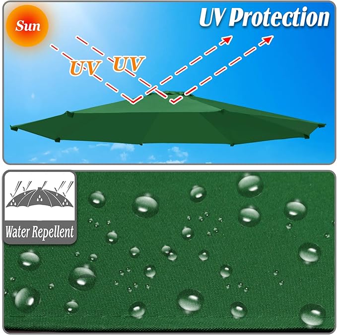 Replacement Patio Umbrella Canopy Cover for 13ft 8 Ribs Umbrella Taupe (CANOPY ONLY) (Green)