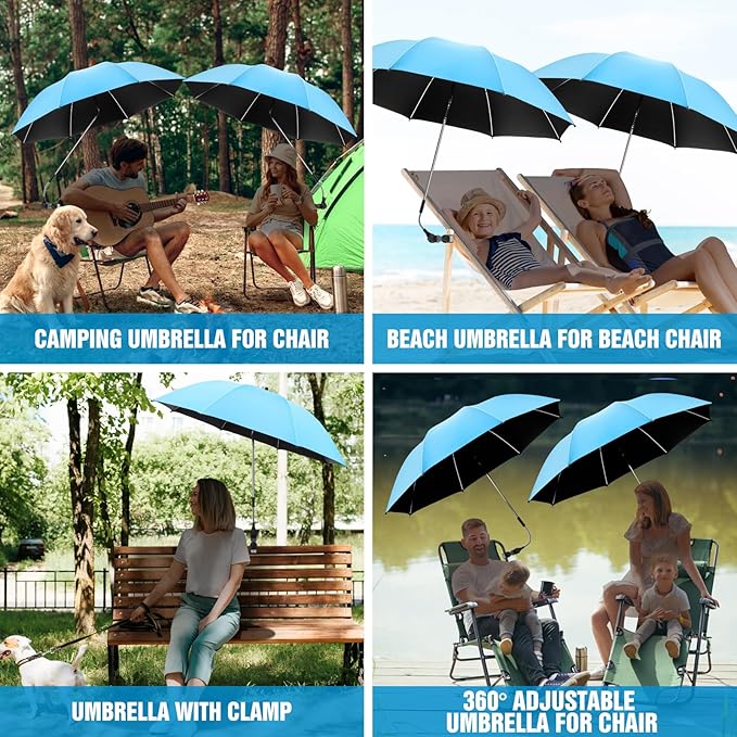 Beach Umbrella, 360 ° Chair Umbrella with Clamp, UPF50+ Shade for Beach, Sand, Patio, Yard (Not Includ Chair)