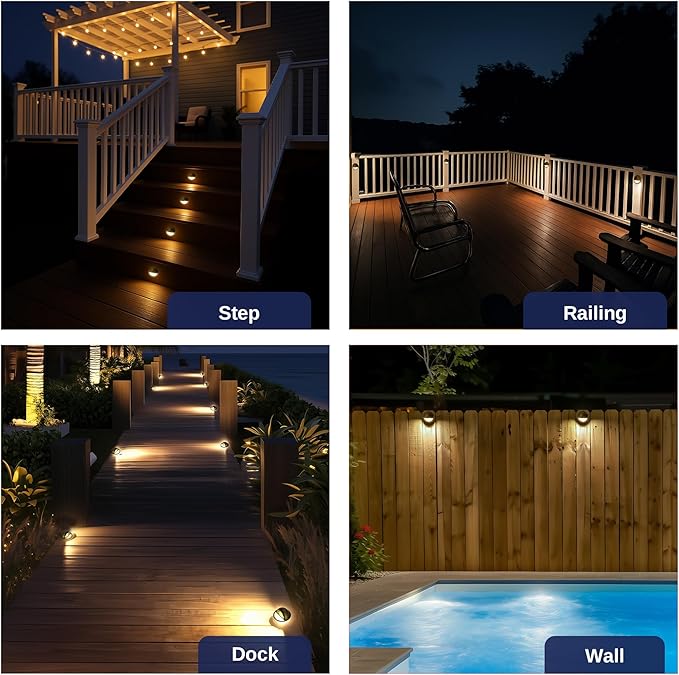 Gardenreet LED Step Lights - 12V Brass Low Voltage Deck Light Outdoor, Landscape Hardwired Waterproof, Antique Bronze Lighting for Wall Yard Stair with Daylight White Replaceable G4 Bulb 12 Pack