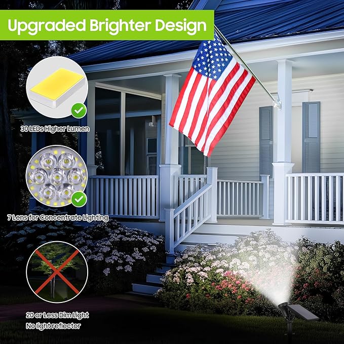 4-Pack Solar Spot Lights for Outside, 30LEDs Solar-Powered Lights Outdoor with 3 Modes, Landscape Lighting Waterproof, Spotlights Auto ON/OFF for Garden Pool Tree Pathway Wall Driveway(Cool White)