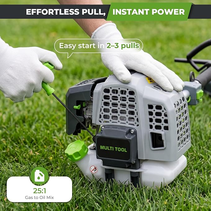 52CC Gas Powered Weed Wacker, 3-IN-1 2-Stroke Backpack Gas Powered Hedge Trimmer, Weed Eater String Trimmer, Brush Cutter 40-Tooth Blade with Shoulder Strap & Safety Lock for Home Garden Lawn Trimming