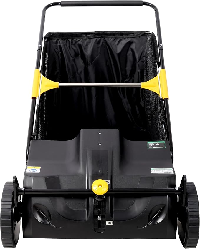 21 inch Hand Push Lawn Sweeper with 3.5 cu ft Hopper & Adjustable Brush Height, 4‑Brush Leaf & Grass Collector for Yard, Garden, Sidewalks