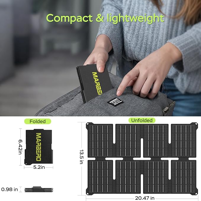 [FathersDayGifts] MARBERO 80W Solar Powered Generator with Panels 25W Included, 88.8Wh Portable Power Station with AC Outlet 120W Peak Fast Charging 110V for Camping Outdoor Home Backup Backup RVs