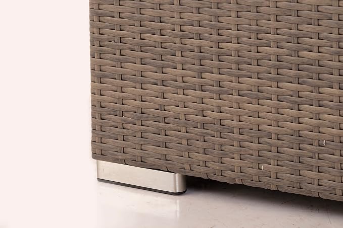Alfresco Home 353-1619 Sicuro Large Wicker Cushion Storage w/Hydraulic lid Deck Box, Taupe