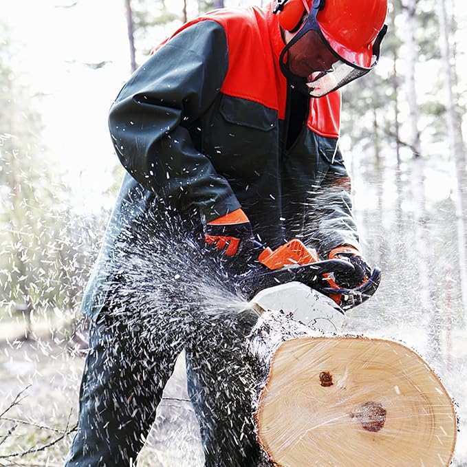 Chainsaw Gloves Saw Protection on Left Hand Back, EN ISO 11393-4, Cut-resistance Gloves Cow leather Palm