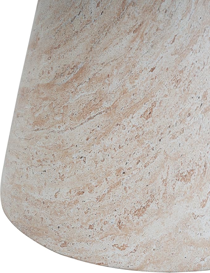 Outdoor Side Table Faux Marble End Table Faux Stone Side Tables Travertine Small Coffee Tables for Indoor Outdoor, Garden Stool Plant Stand for Porch, Backyard Patio, 17.75*17.75*20.5-Hourglass,Beige