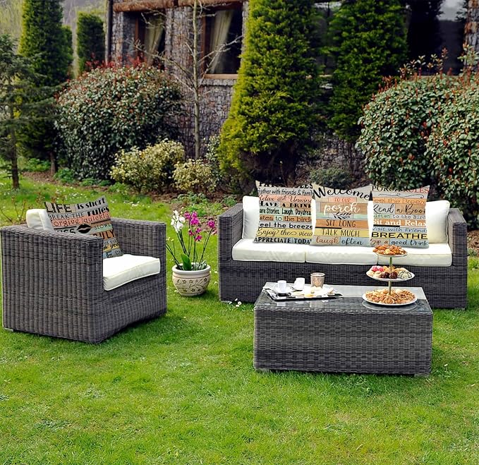 Porch Rules Sign Outdoor Pillow Covers Waterproof Welcome to Our Porch Patio Pillow Covers for Couch Bench Patio Furniture Set of 2