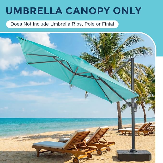 COWVIE Umbrella Canopy Replacement for 8 Ribs Patio Umbrella, Outdoor Table Parasol Replacement for Yard, Canopy Only